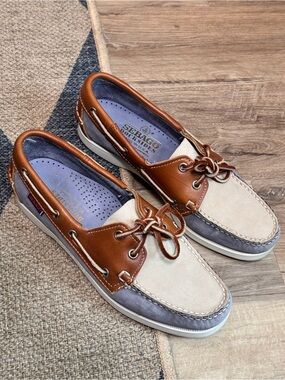 Sebago Women’s Brown, Cream & Gray Leather Boat Shoes